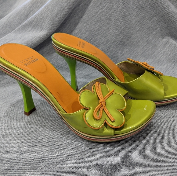 Stuart Weitzman Green Orange Petalmania heels - Picture 7 of 8